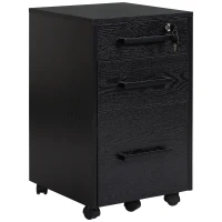 HOMCOM Caisson de bureau rangement bureau sur roulettes 3 tiroirs 1 verrouillable 1 trieur à dossiers MDF panneaux particules noir(m-12)
