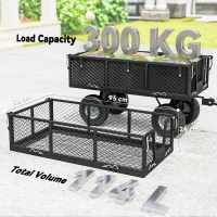 Outsunny 114L Steel Frame Garden Cart Trolley - Black(m-7)