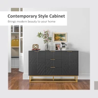 HOMCOM Sideboard with 3 Drawers and Adjustable Shelves for Living Room - Black(m-4)