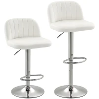 HOMCOM Lot de 2 Tabourets de Bar Tabourets Hauts de Cuisine avec Hauteur Réglable Assise Pivotante 43x45x81-101 cm Crème(m-7)