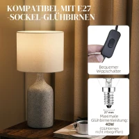 HOMCOM Tischlampe Tischleuchte, Nachttischlampe Schreibtischlampe mit Keramiksockel, Leinenschirm, 22x22x45 cm Sandbraun+Weiß(m-5)