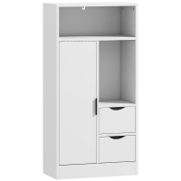 HOMCOM Armario de Baño con 2 Cajones Compartimento Abierto y Estantes Ajustables para Espacio Pequeño 50x25x100 cm Blanco