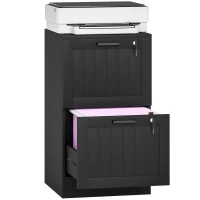 HOMCOM Caisson bureau, meuble rangement bois 2 tiroirs et serrure, barres de suspension réglables, 40 x 40 x 71 cm, noir(m-11)