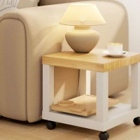 HOMCOM Faltbares, flexibles Bambus-Armlehnen-Tablett für Sofa mit herausnehmbarem Getränkehalter und Drehhalter für Handy(m-5)