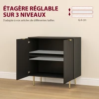 HOMCOM Buffet cuisine meuble de rangement avec 2 portes étagère réglable pieds métalliques surélevés 80 x 40 x 80 cm noir(m-5)