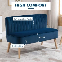 HOMCOM Modern Double Seat Sofa Foam Padding High Back Soft Comfortable Compact Couch Home Office Dark Blue(m-4)