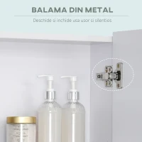 Kleankin Dulap cu oglinda dreptunghiulara din MDF si Sticla, 60x15x75cm, Alb(m-5)