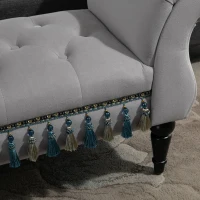 HOMCOM Banc Banquette capitonnée Velours Bout de lit avec accoudoirs Pieds Bois hévéa Gris 40P x 117l x 58H cm(m-9)