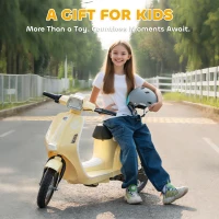 AIYAPLAY 24V Kids Electric Motorbike, Ride on Motorcycle with Manual Throttle, Brakes and LED Lights for Ages 8-12 Years, Beige(m-7)