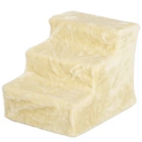 PawHut Scala per Cani a 3 Gradini con Fodera Rimovibile e Lavabile 46x35x35 cm Beige(m-6)