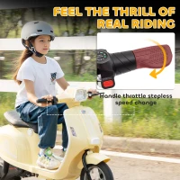 AIYAPLAY 24V Kids Electric Motorbike, Ride on Motorcycle with Manual Throttle, Brakes and LED Lights for Ages 8-12 Years, Beige(m-5)