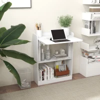 HOMCOM Bureau d'ordinateur table de bureau plateau rabattable et 3 étagères de rangement gain de place 63 x 55,5 x 82 cm blanc(m-10)