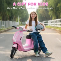 AIYAPLAY 24V Kids Electric Motorbike, Ride on Motorcycle with Manual Throttle, Brakes and LED Lights for Ages 8-12 Years, Pink(m-7)