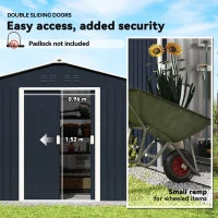 Outsunny Metal Tool Shed with Sliding Doors and Ventilation Windows, 277 x 195 x 192 cm, Dark Gray(m-6)