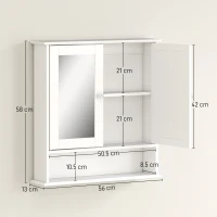 HOMCOM dulap de baie cu oglinda, 56x13x58 cm, alb(m-3)