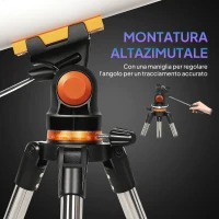 Outsunny Telescopio Astronomico 80mm con Montatura AZ, 2 Lenti Oculari e Adattatore Smartphone, 92x92x130 cm, Bianco e Nero(m-6)