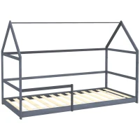 AIYAPLAY Lit cabane enfant lit pour enfant 3-8 ans cadre de lit barrières de sécurité 196L x 97,5l x 135H cm bois de pin gris(m-12)