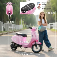 AIYAPLAY 24V Kids Electric Motorbike, Ride on Motorcycle with Manual Throttle, Brakes and LED Lights for Ages 8-12 Years, Pink(m-3)