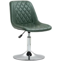 HOMCOM Chaise de bureau sans roulettes et accoudoirs, pivotant avec base en acier, hauteur réglable, en cuir synthétique, vert(m-12)