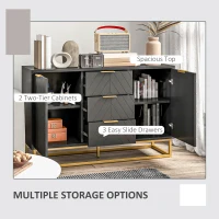 HOMCOM Sideboard with 3 Drawers and Adjustable Shelves for Living Room - Black(m-5)