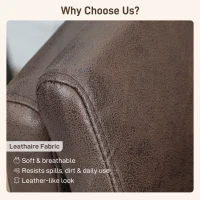 HOMCOM Canapea cu 2 Locuri din Piele Respirabilă cu Îmbrăcăminte Groasă și Picioare din Metal, 137x72x88 cm, Maro Închis(m-6)