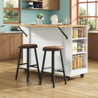 Îlot de cuisine moderne avec plateau de table réglable, table à manger multifonctionnelle avec rangement, 120x40/65x90 cm,Blanc(m-6)