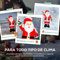 Outsunny Papá Noel Hinchable 240 cm con Bastón Luces LED e Inflador Decoración Navideña para Exterior Interior Multicolor(m-7)