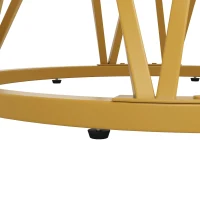 Tavolo da pranzo rotondo per 4 persone, gambe in metallo e piano in MDF, 100x100x76 cm, Bianco e Oro(m-5)