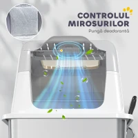 PawHut Litieră pentru pisici cu 2 intrări, deodorant și lopățică Alb și gri(m-8)