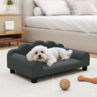 PawHut Canapé pour chien, canapé pour animal de compagnie avec dossier et accoudoirs, respirant, 66 x 42 x 28,5 cm, gris foncé(m-10)