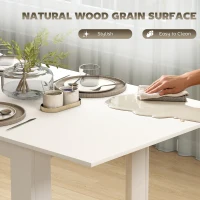 HOMCOM Masă extensibilă 140-180x80cm, albă, pentru 6-8 persoane, pentru spații mici(m-6)