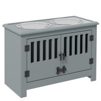 PawHut Erhöhte Futterstation für große Hunde, 2 Edelstahlnäpfe, Stauraum, 35,5x60x30 cm, Grau