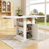 Tavolo da cucina con vano portaoggetti e ripiani a 3 livelli, 140x75x75 cm, Bianco(m-4)