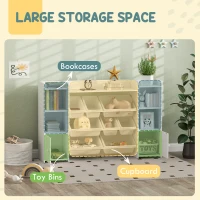 AIYAPLAY Dulap pentru jucării pentru copii cu 8 recipiente detașabile și dulapuri, 140x30x90 cm, alb(m-4)