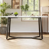 Tavolo da pranzo per 4-6 persone con piano effetto marmo in MDF, 108.8x75x76 cm, Bianco e Nero(m-1)