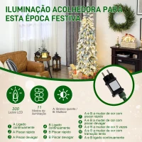 HOMCOM Árvore de Natal Estreita 180 cm Árvore de Natal Nevada com Luzes LED Temporizador 11 Modos de Iluminação Verde(m-5)