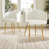 Set da 2 sedie moderne con design a ventaglio, 48x44.5x82 cm, Bianco(m-1)