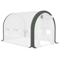 Outsunny 3 x 2(m) Walk-In Tunnel Greenhouse, with Accessories - White(m-1)