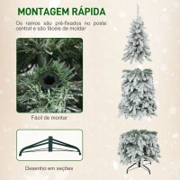 HOMCOM Árvore de Natal Estreita 180 cm Árvore de Natal Nevada com Luzes LED Temporizador 11 Modos de Iluminação Verde(m-7)