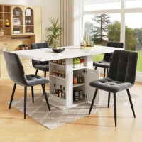 Tavolo da cucina con vano portaoggetti e ripiani a 3 livelli, 140x75x75 cm, Bianco(m-5)