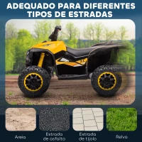 HOMCOM Quadriciclo Elétrico para Crianças de 3-5 Anos Veículo Eléctrico a Bateria 12V com 2 Motores 83x53x55,5 cm Amarelo(m-5)