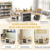 AIYAPLAY Mesa Infantil con 2 Sillas con 6 Cajones de Tela Diseño Estrellas para Niños y Niñas de 3-8 Años Natural(m-7)