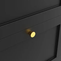 Bancone bar girevole a 360°, mobile modulare a L con 4 cassetti e ripiani aperti, Nero(m-7)