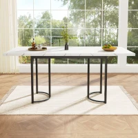 Tavolo allungabile da pranzo con struttura in metallo, 140-179.5x80x75.5 cm, Bianco e Nero(m-5)