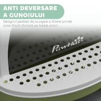 PawHut Litieră cu Capac, Tavă pentru Nisip tip Sertar cu Filtru de Carbon și Lopățică, 40,5x52x39 cm, Gri(m-6)