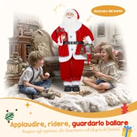 HOMCOM Babbo Natale Animato Alto 120 cm Cantante e Ballerino a Batteria, Attivazione con Suono, Costume Rosso(m-5)