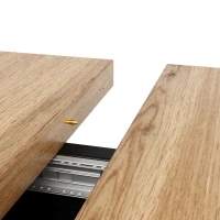 Table de salle à manger extensible avec pieds en V, MDF et métal, 118-157x70x75 cm, Couleur naturelle(m-5)