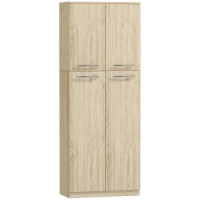 HOMCOM Mobile Contenitore Minimal con 2 Armadietti e Mensole Regolabili, in Legno color Rovere, 59x31x155 cm(m-10)