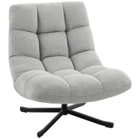 HOMCOM Draaifauteuil Loungefauteuil met Brede Zit, Waterafstotende Chenille-look, Gekruiste Stalen Poten, Lichtgrijs