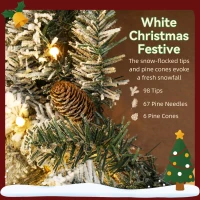 Ghirlandă de Crăciun HOMCOM 60 cm cu 35 de Lumini LED cu Timer și Ramuri Înzăpezite(m-6)